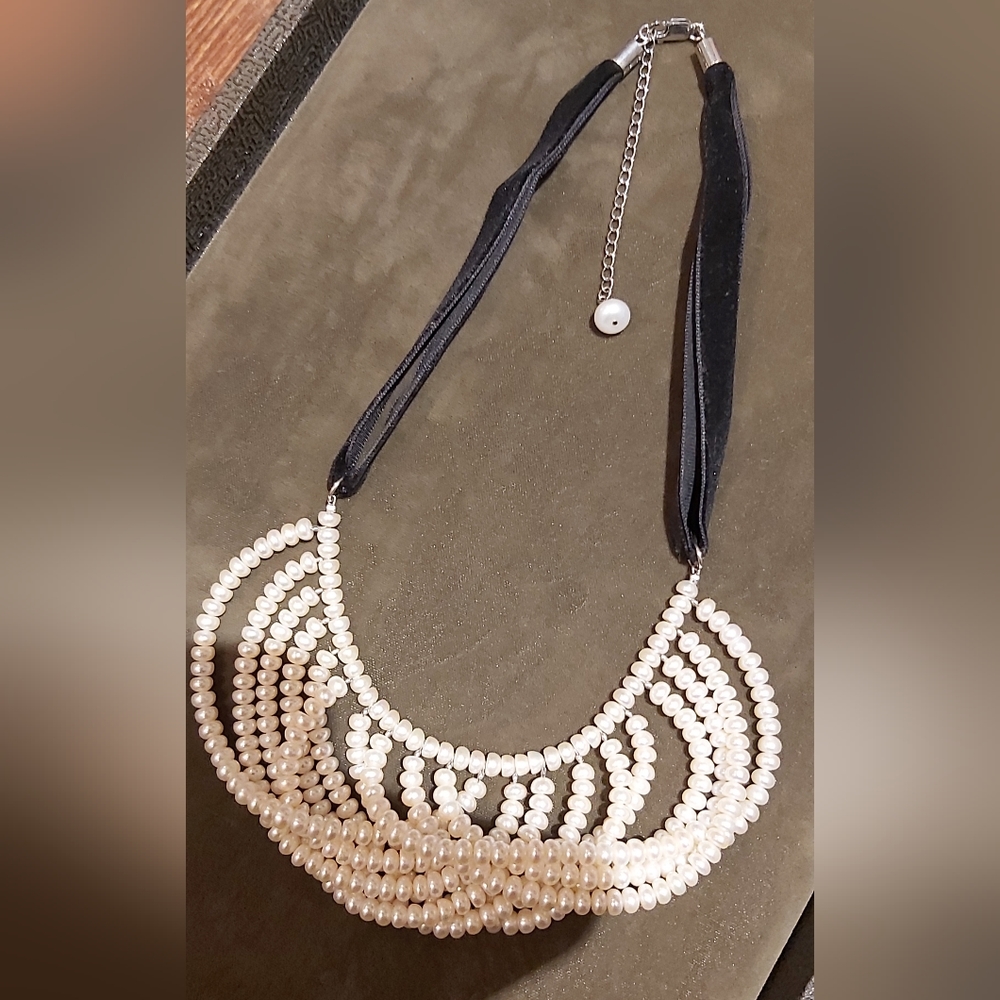 Custom Made Fresh Water Pearls with Velvet and Sterling Silver Clasp